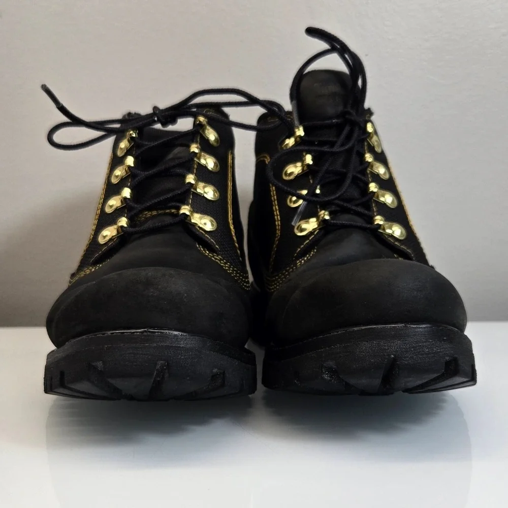 Timberland Waterproof Boots Mens 7 Black Campsite Chukka Leather Canvas Workwear